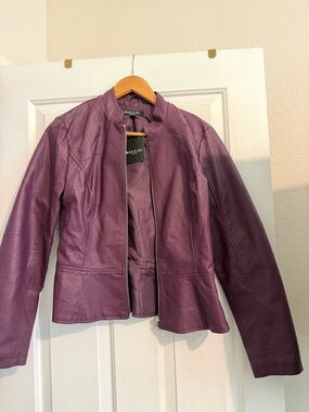 Baccini Plum Leather Jacket